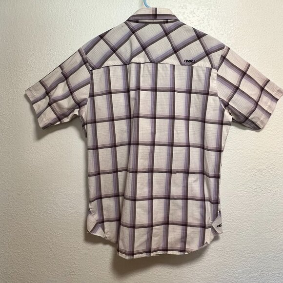 O'Neill Short Sleeve Purple Plaid Shirt Mens Size‎ M - Picture 14 of 15